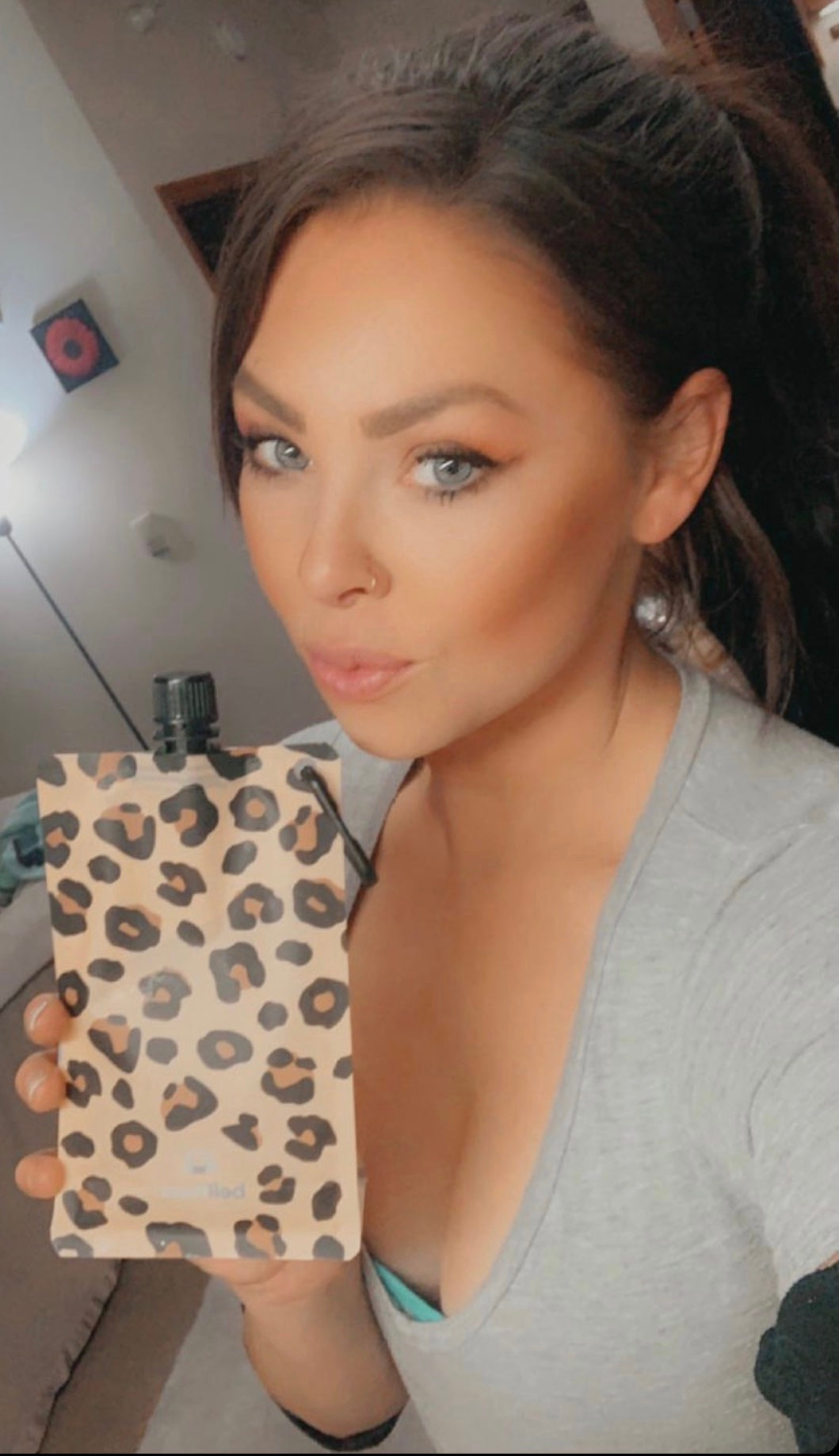 BellFlask - (Pack of 3, Leopard Print) 15 oz. Plastic Flask, Patented, Flexible, Metal-Free, Reusuable, BPA-Free with Carabiner Clip and Filling Funnel