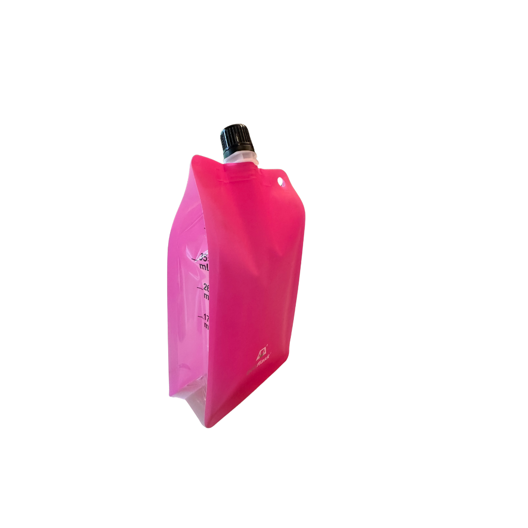 BellFlask - (Pack of 5, Pink) 15 oz. Plastic Flask, Patented, Flexible, Metal-Free, Reusuable, BPA-Free with Carabiner Clip and Filling Funnel
