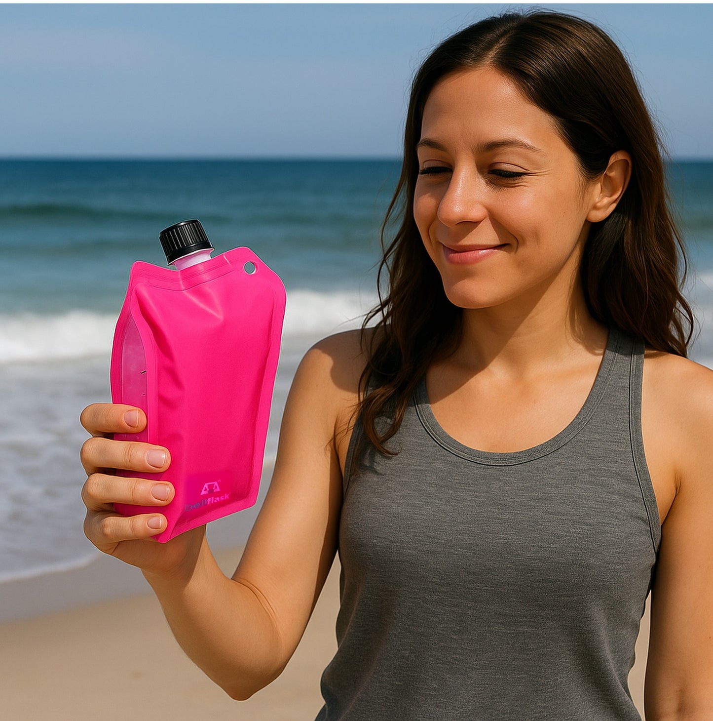 BellFlask - (Pack of 3, Pink) 15 oz. Plastic Flask, Patented, Flexible, Metal-Free, Reusuable, BPA-Free with Carabiner Clip and Filling Funnel